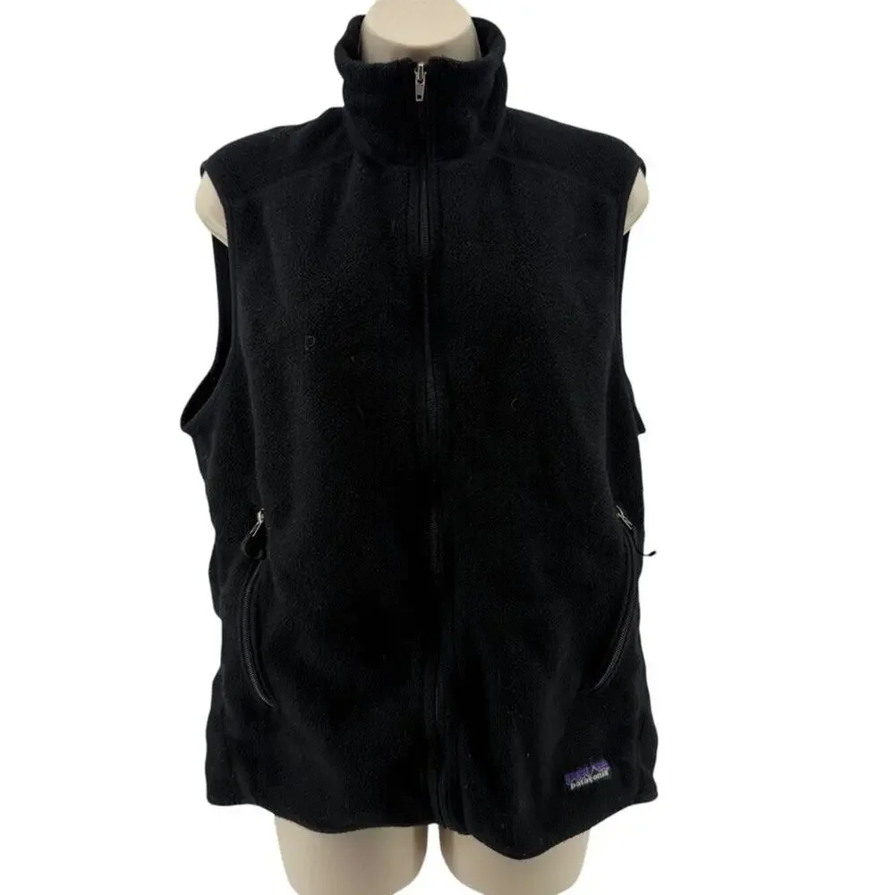 Patagonia Synchilla Full Zip Fleece Vest Lined Black Mens Medium